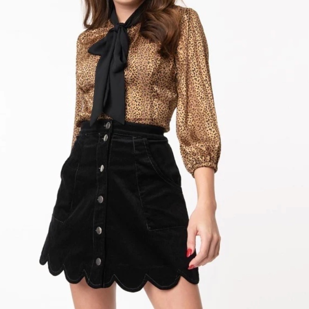 MODCLOTH Smak Parlour Corduroy Retro Button Front Skirt • size small NWT - Picture 3 of 3